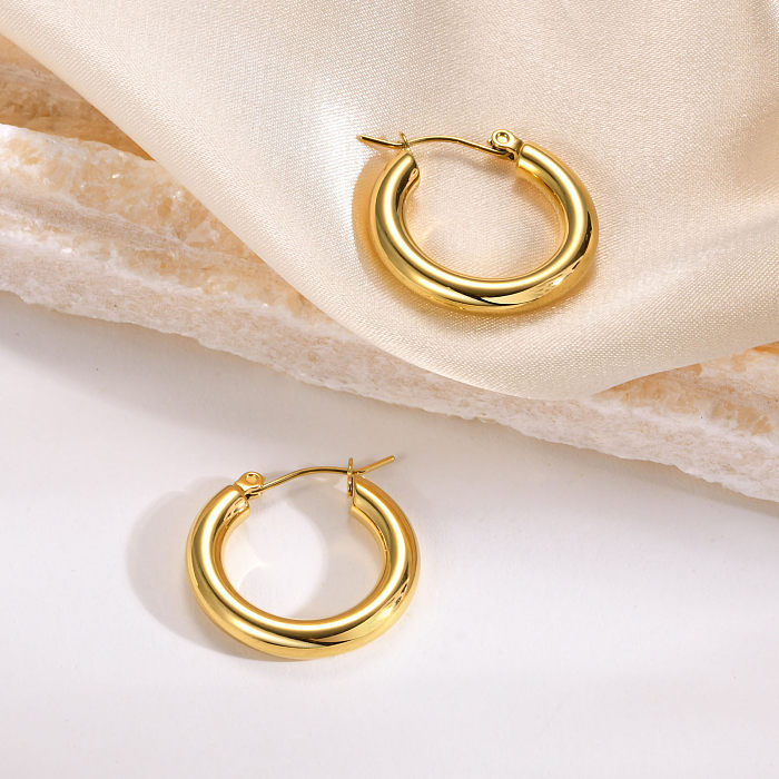 1 Pair Simple Style Solid Color Polishing Stainless Steel Earrings