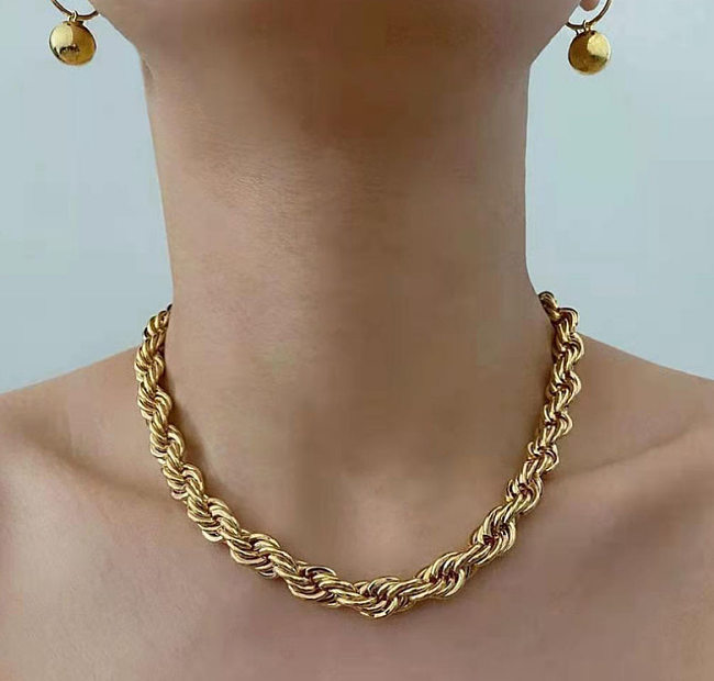 Bijoux en gros, collier à torsion grossière en acier inoxydable, bijoux