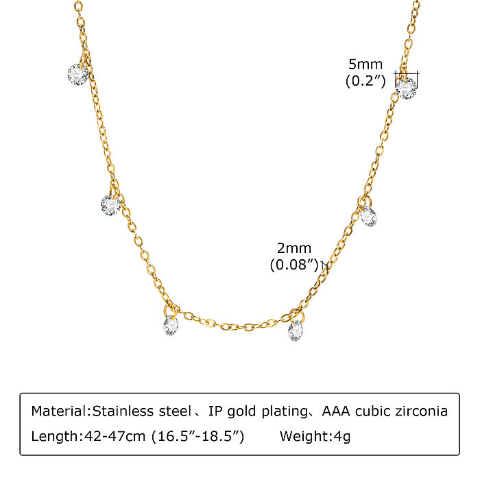 1 Piece Simple Style Geometric Stainless Steel  Plating Zircon Necklace