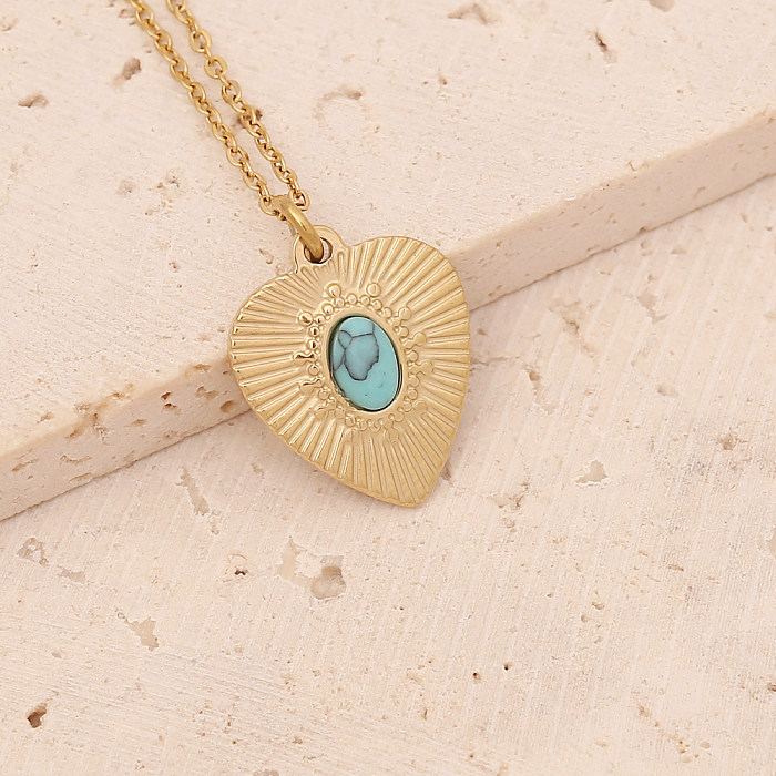 Vintage Style Cross Heart Shape Stainless Steel  Pendant Necklace Gold Plated Stainless Steel  Necklaces 1 Piece