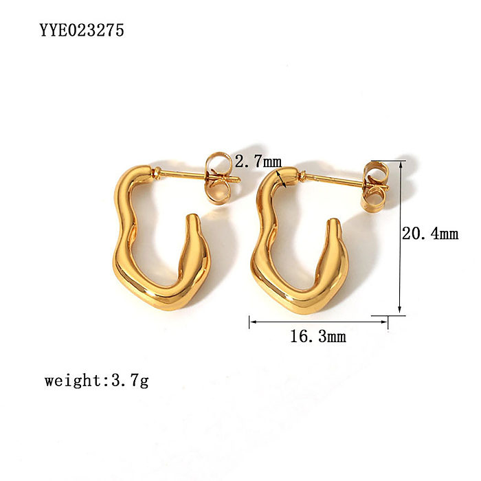 1 Pair Simple Style Leaves Solid Color Plating Stainless Steel  18K Gold Plated Ear Studs