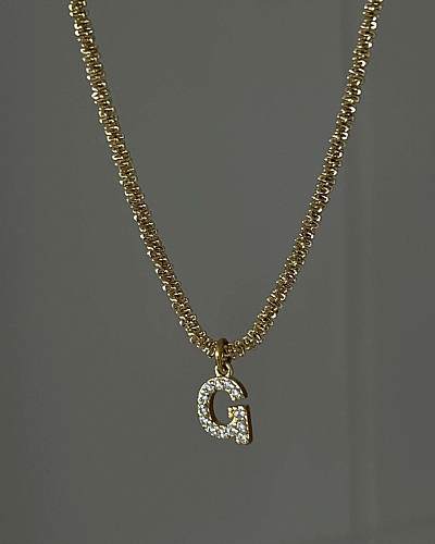 Collier pendentif plaqué or 18 carats avec incrustation de placage en acier inoxydable avec lettre de Style IG Style Simple