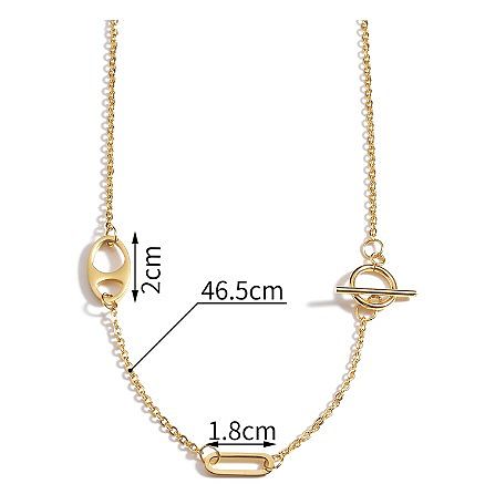Elegant Simple Style Solid Color Stainless Steel  Toggle Plating 18K Gold Plated Necklace