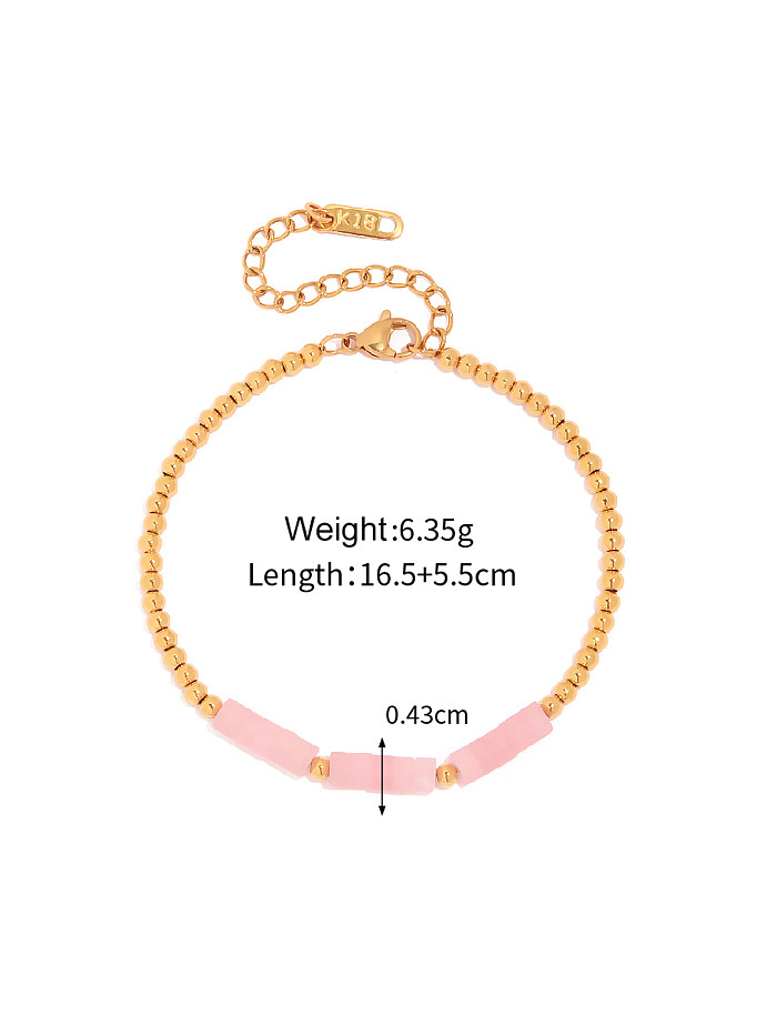 Bracelets ronds en acier inoxydable, pierres précieuses artificielles, Style INS, placage de perles, 1 pièce