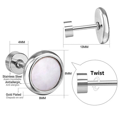 Simple Style Geometric Stainless Steel  Shell Ear Studs 1 Pair