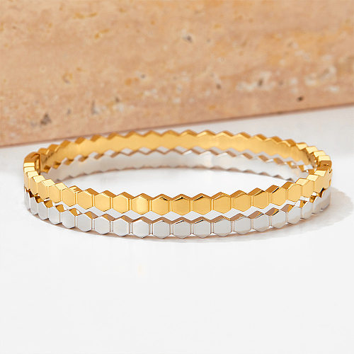 Simple Style Hexagon Stainless Steel Plating Bangle