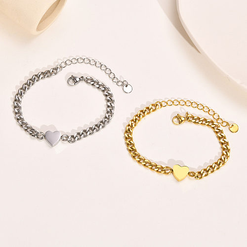 Fashion Heart Shape Stainless Steel Plating Bracelets 1 Piece