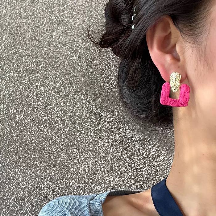 1 Paar modische, einfarbige Patchwork-Ohrringe aus Edelstahl