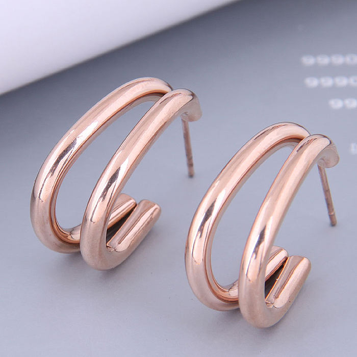 Wholesale Jewelry Glossy Geometric Circle Stainless Steel Earrings jewelry