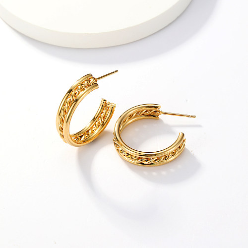 1 Pair Fashion C Shape Stainless Steel  Plating Ear Studs