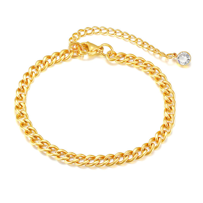 Wholesale Simple Style Geometric Stainless Steel 18K Gold Plated Zircon Bracelets