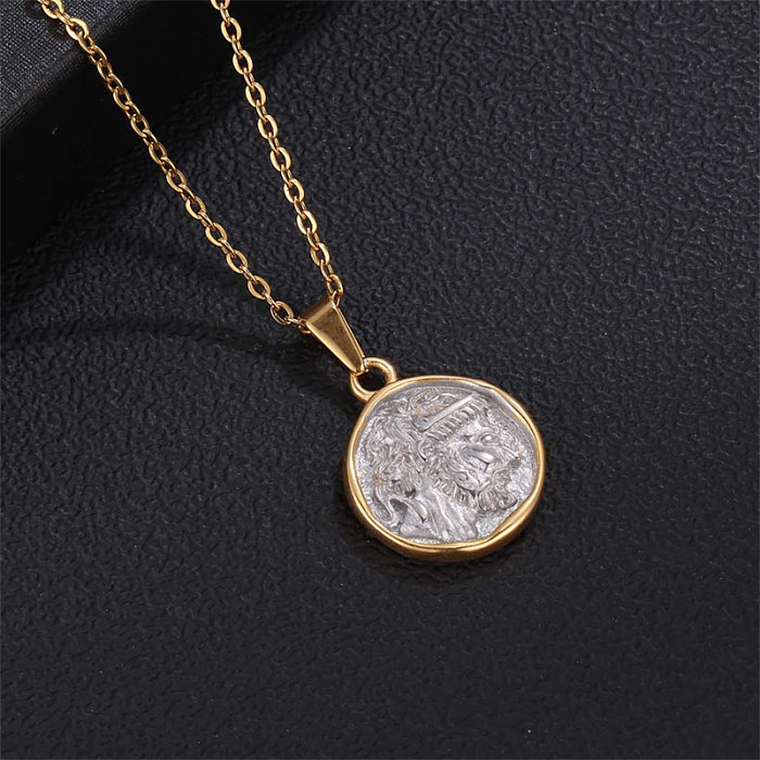 Simple Style Round Stainless Steel  Polishing Pendant Necklace