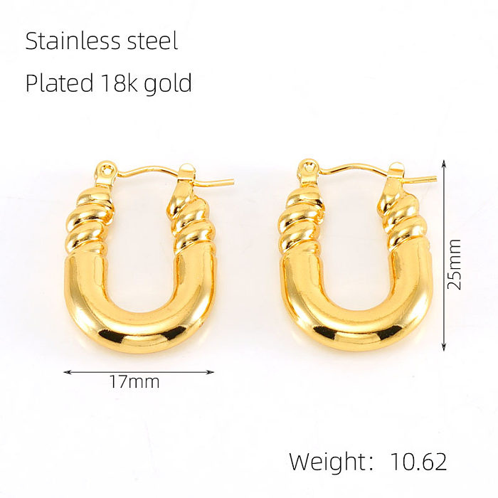 1 Pair Elegant Square Water Droplets Polishing Plating Stainless Steel  18K Gold Plated Earrings
