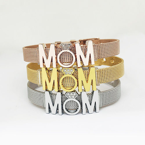 Armbänder mit Buchstaben „MAMA“ aus Edelstahl mit Intarsien und Strasssteinen
