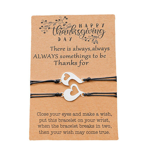 New Thanksgiving Couple Bracelet Stainless Steel Hollow Fish Hook Heart Braided Bracelet