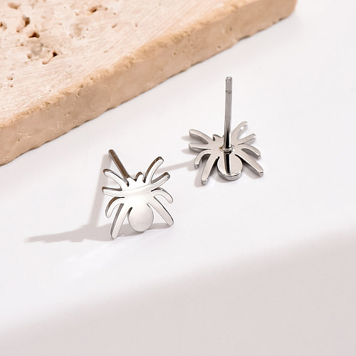1 Pair Cute Funny Simple Style Spider Polishing Stainless Steel  Ear Studs