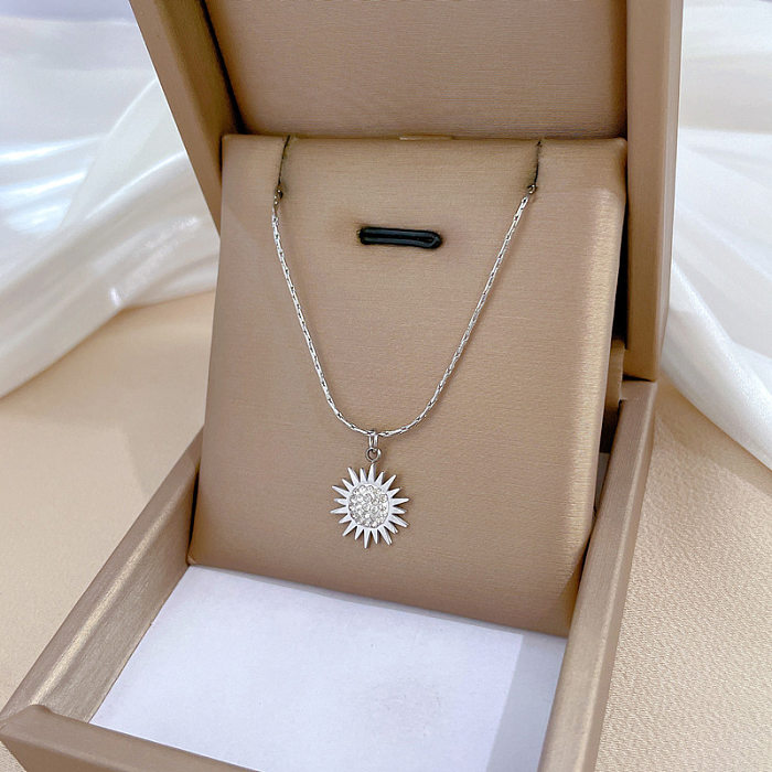 Vintage Style Flower Stainless Steel Plating Pendant Necklace