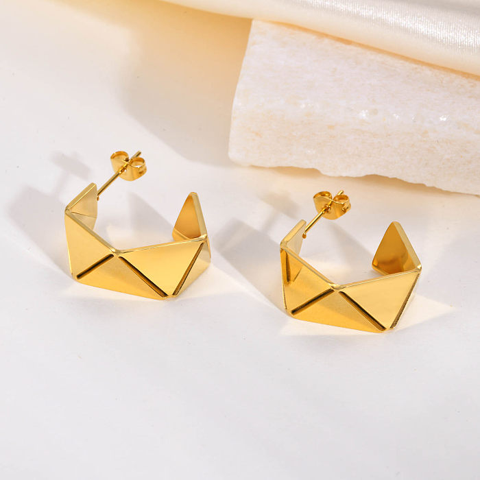 1 Pair IG Style C Shape Irregular Plating Stainless Steel  18K Gold Plated Ear Studs
