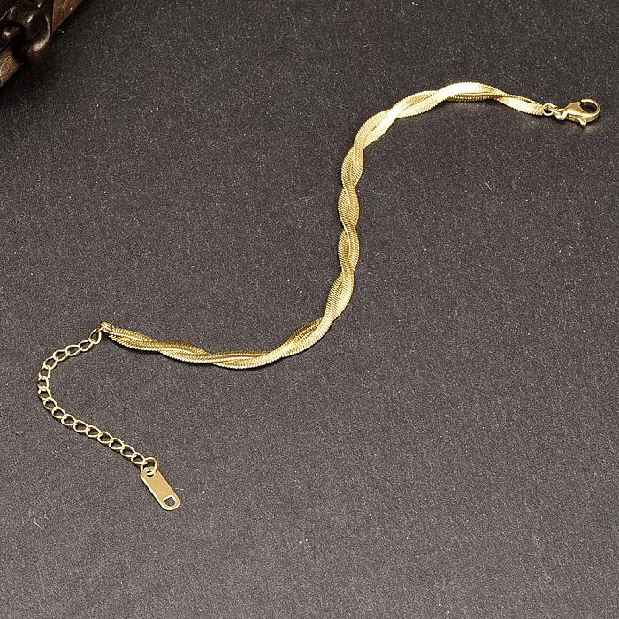 Simple Retro 18K Gold Double Twist Titanium Steel Bracelet Female