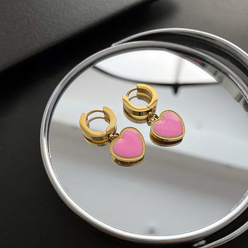 1 Pair Fashion Heart Shape Stainless Steel Plating Earrings
