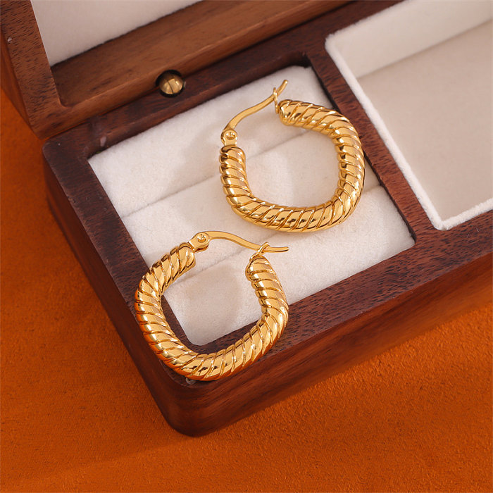 1 Pair Simple Style Irregular Round Plating Stainless Steel  18K Gold Plated Ear Studs