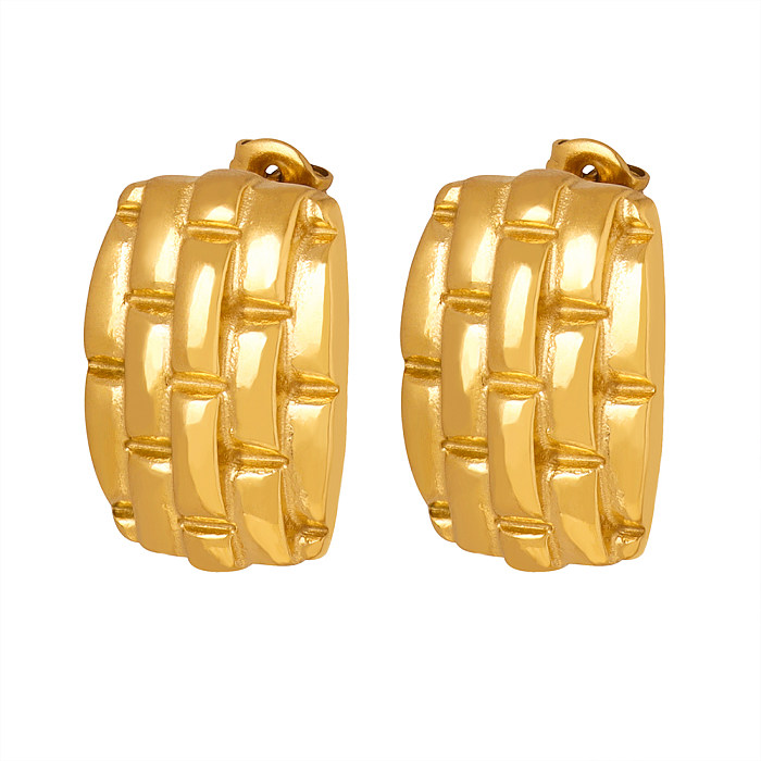 1 par de brincos de orelha banhados a ouro 18K estilo moderno streetwear geométrico chapeado em aço inoxidável
