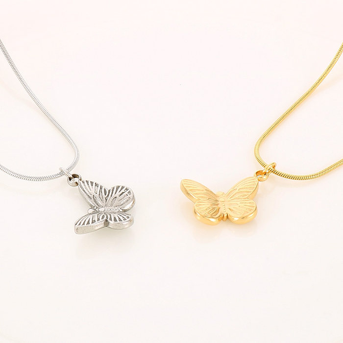 Schlichter Stil, Stern-Schmetterlings-Halskette mit vergoldetem Edelstahl-Anhänger