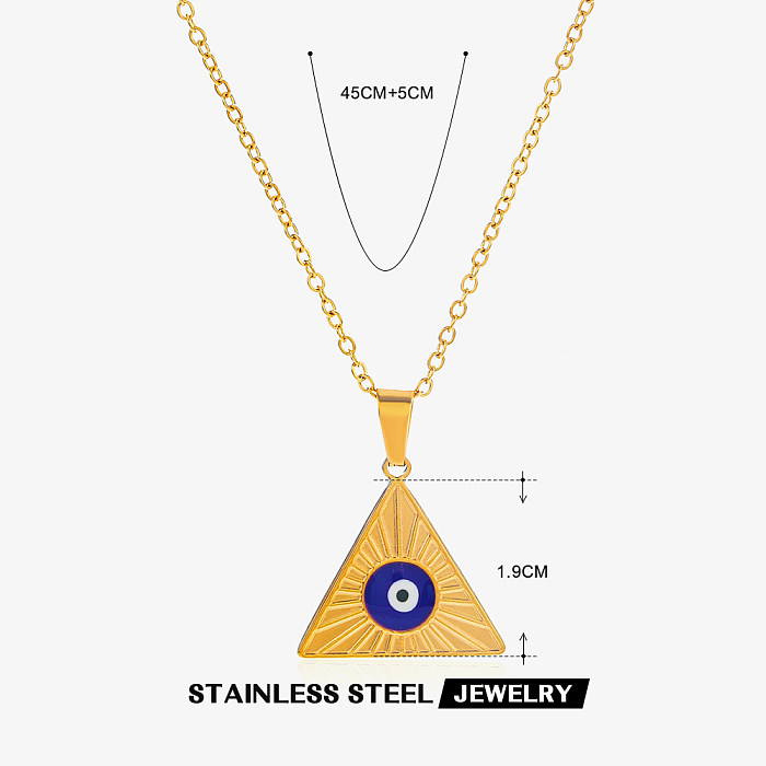 Collar plateado oro 18K del esmalte del acero inoxidable del ojo del diablo del triángulo de Streetwear
