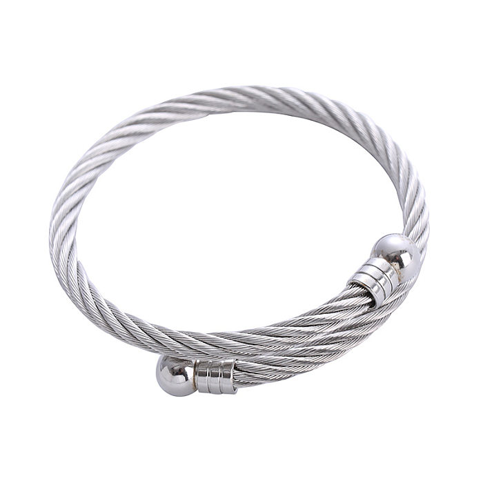 Wholesale Simple Style Geometric Solid Color Stainless Steel Bangle
