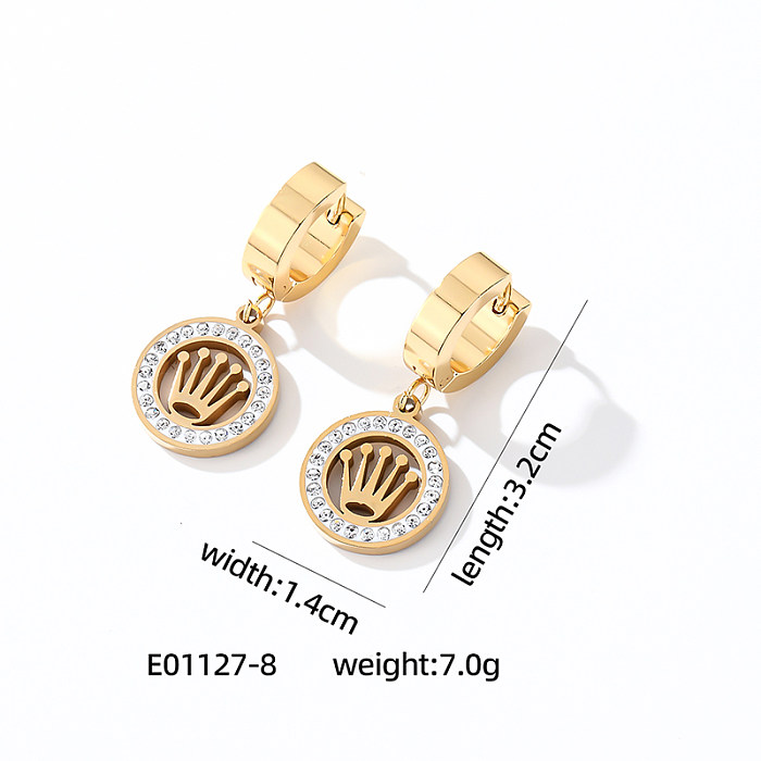 1 Pair Simple Style Heart Shape Butterfly Inlay Stainless Steel  Zircon Drop Earrings