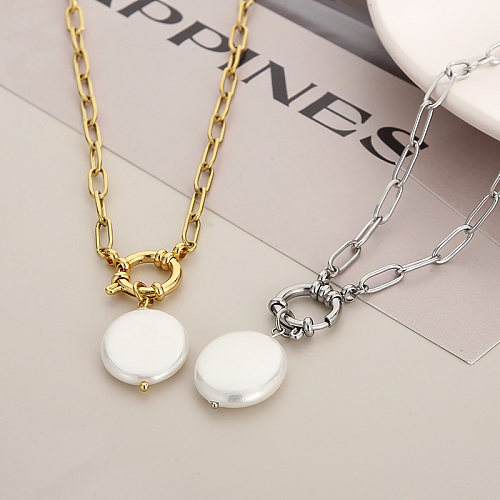 Modern Style Solid Color Stainless Steel  Stainless Steel Patchwork Pendant Necklace