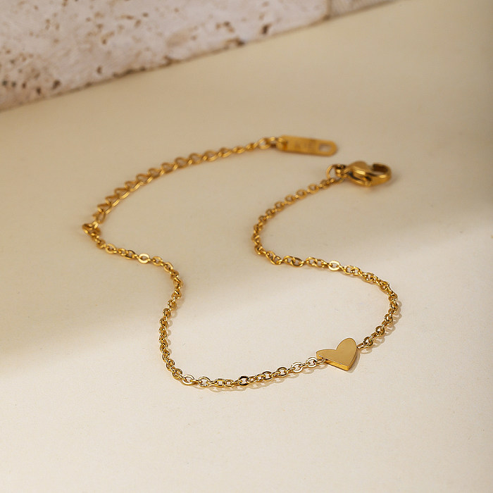 Atacado estilo simples formato de coração aço inoxidável titânio banhado a ouro 18K pulseiras banhadas a ouro