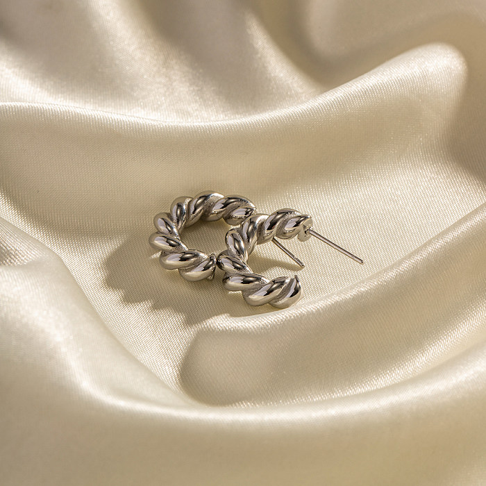 1 Paar INS-Style-Twist-Ohrringe aus Edelstahl mit Weißgoldbeschichtung