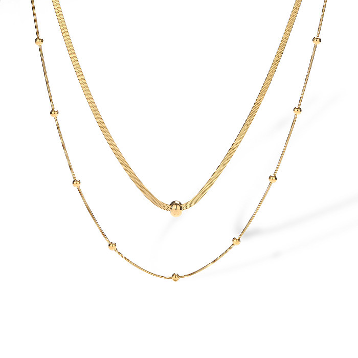 Simple Style Commute Solid Color Stainless Steel Plating 18K Gold Plated Layered Necklaces