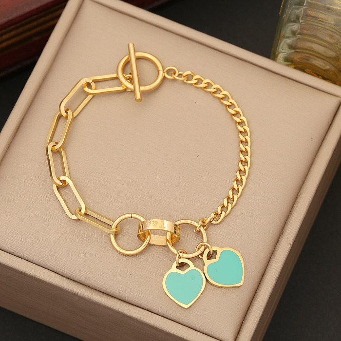 Commute Heart Shape Stainless Steel Enamel Bracelets