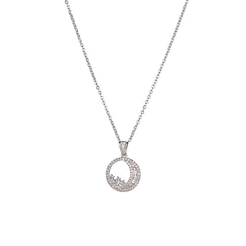 Simple Style Star Moon Stainless Steel Rhinestones Pendant Necklace In Bulk