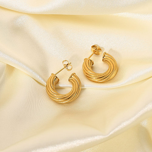 jewelry Wholesale Jewelry Fashion 18K Gold-plated Stainless Steel  Twisted Earrings