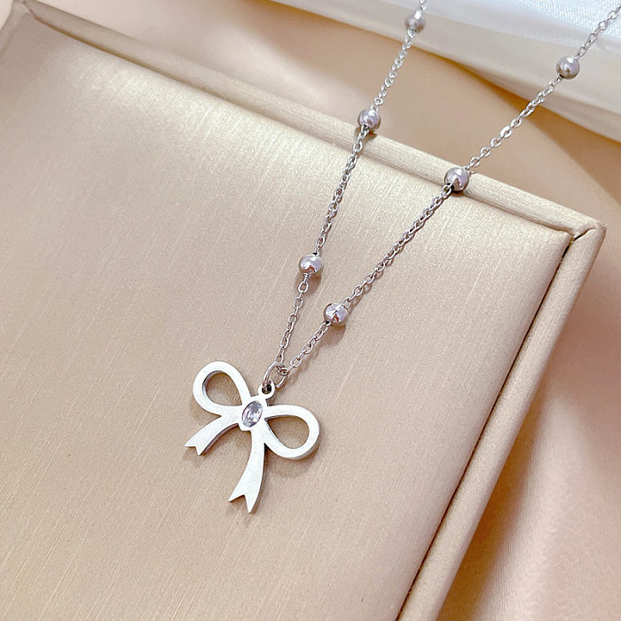 IG Style Bow Knot Stainless Steel Plating Pendant Necklace