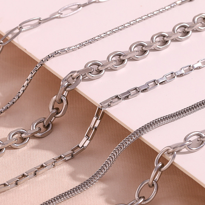 Bracelets ovales en acier inoxydable de style classique de style simple