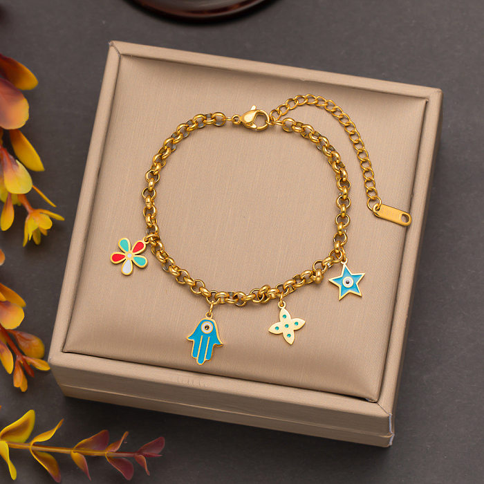 Commute Flower Titanium Steel Plating Gold Plated Bracelets