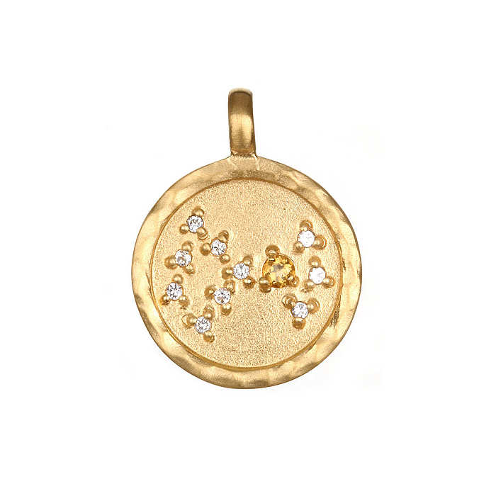 Casual Retro Simple Style Constellation Stainless Steel  Plating Inlay Rhinestones 18K Gold Plated Pendant Necklace