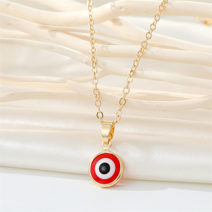Fashion Devil'S Eye Stainless Steel Enamel Pendant Necklace 1 Piece
