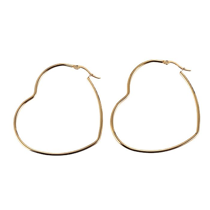 Fashion Heart Shape Stainless Steel Plating Hoop Earrings 1 Pair