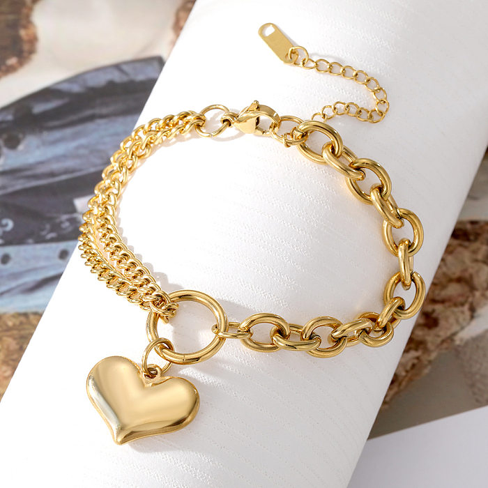 Estilo simples comute coração forma Taurus pulseiras banhadas a ouro banhadas em aço inoxidável