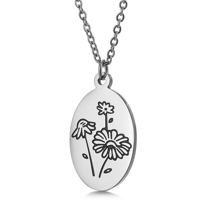 Fashion Flower Stainless Steel Plating Pendant Necklace 1 Piece