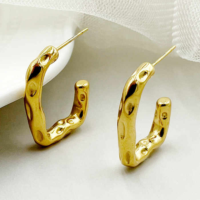 1 Pair Simple Style Commute Solid Color Plating Stainless Steel  Gold Plated Earrings