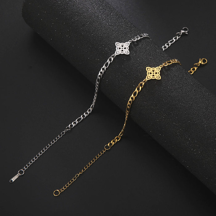 Bracelets ajourés en acier inoxydable, Style Vintage, Style Simple, nœud de sorcière, couleur unie