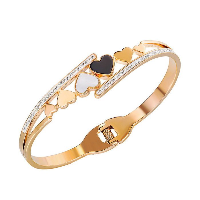 Simple Style Heart Shape Stainless Steel Plating 18K Gold Plated Bangle