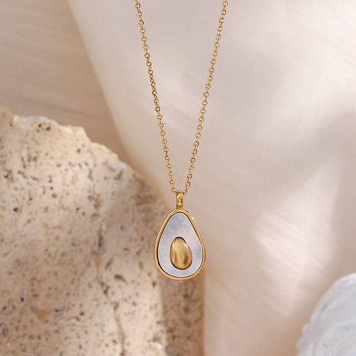 Lady Water Droplets Stainless Steel  Necklace Inlay Shell Stainless Steel  Necklaces