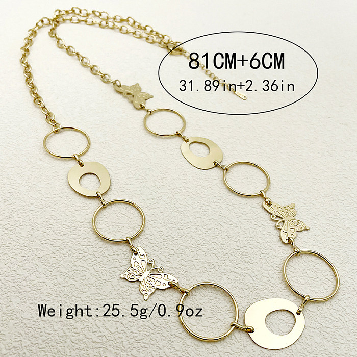 Elegant Classical Butterfly Stainless Steel  Polishing Plating Gold Plated Necklace